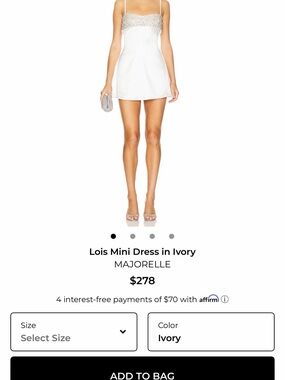 MAJORELLE Ivory Embellished Bust Mini Dress